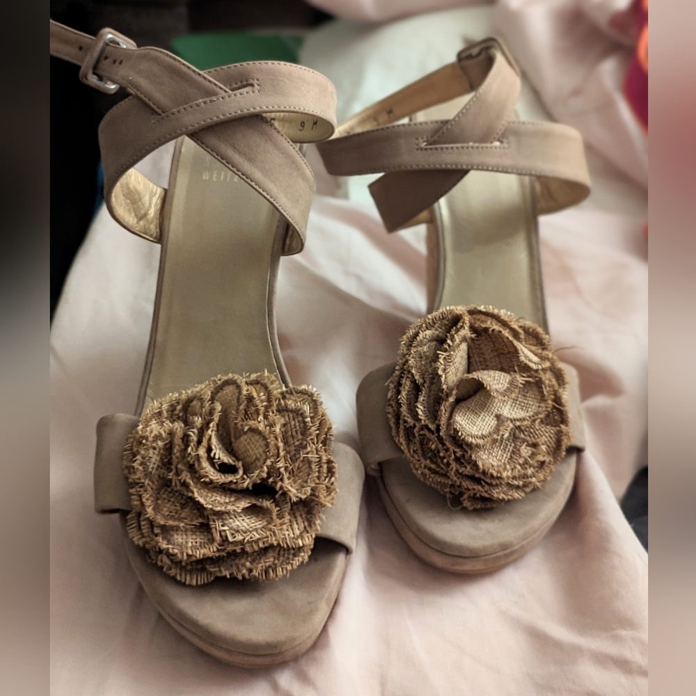 Stewart Weitzman Belfor espadrille wedge sandals size 9 - Picture 2 of 2